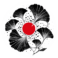 Beeldmerk Shiatsu with Flow: ginkgobladeren rond een rode zon
